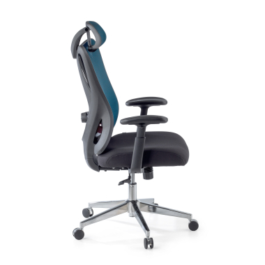 ergonomische bureaustoel blauw matrix netstof mesh beweegbare armleuningen lumbale steun hoofdsteun 4