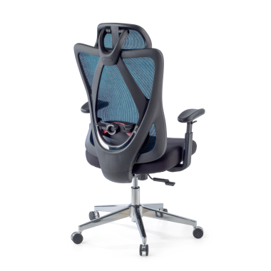 ergonomische bureaustoel blauw matrix netstof mesh beweegbare armleuningen lumbale steun hoofdsteun 8