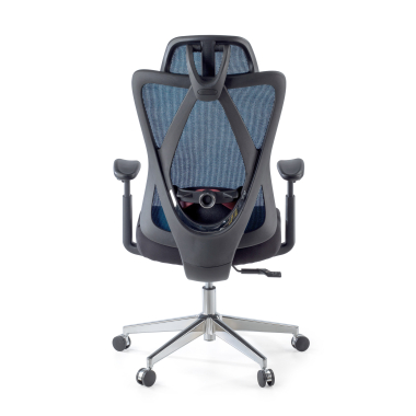 ergonomische bureaustoel blauw matrix netstof mesh beweegbare armleuningen lumbale steun hoofdsteun 7