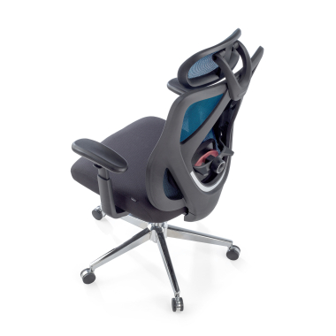 ergonomische bureaustoel blauw matrix netstof mesh beweegbare armleuningen lumbale steun hoofdsteun 9