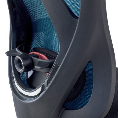 ergonomische bureaustoel blauw matrix netstof mesh beweegbare armleuningen lumbale steun hoofdsteun 6