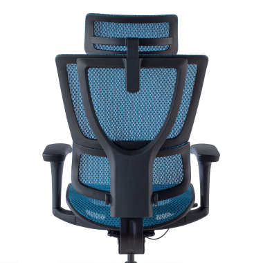 ergonomische bureaustoel blauw bureaustoel netstof mesh 3d verstelbare armleuningen lumbale steun hoofdsteun 3