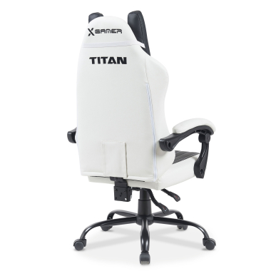gamestoel wit zwart titan kunstleder opklapbare armleuningen hoofdsteun kussen hoofdsteun 11