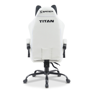 gamestoel wit zwart titan kunstleder opklapbare armleuningen hoofdsteun kussen hoofdsteun 7