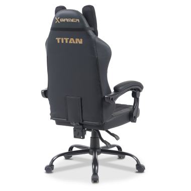 gamestoel zwart titan kunstleder opklapbare armleuningen hoofdsteun kussen hoofdsteun 11