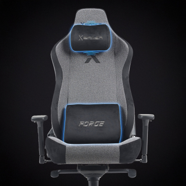 gamestoel grijs forge stof 3d verstelbare armleuningen lumbale en cervicale kussen hoofdsteun 6
