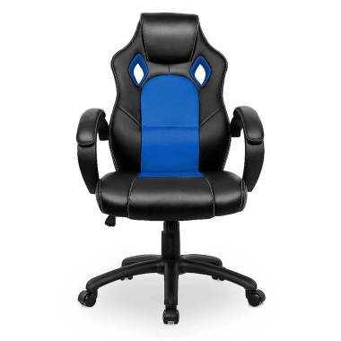 gamestoel blauw racer kunstleder vaste armleuningen 3