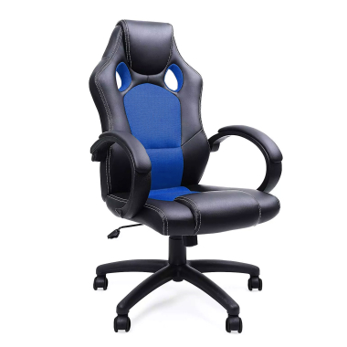 gamestoel blauw racer kunstleder vaste armleuningen 1