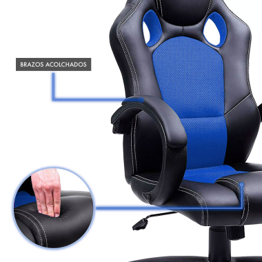 gamestoel blauw racer kunstleder vaste armleuningen 7