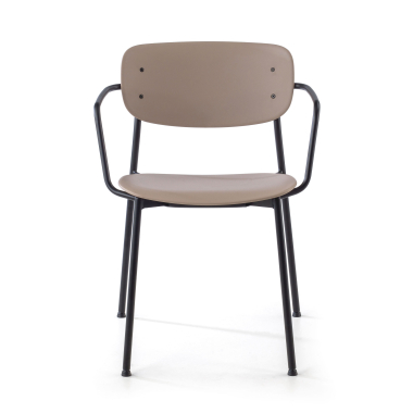 vergaderstoel beige met armen kunststof vaste armleuningen 3