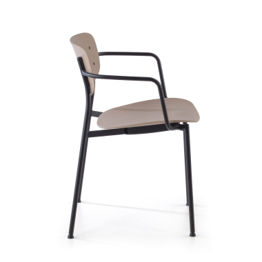 vergaderstoel beige met armen kunststof vaste armleuningen 6