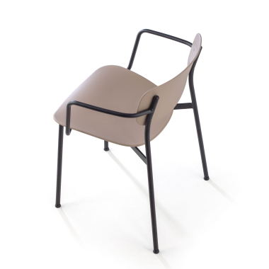 vergaderstoel beige met armen kunststof vaste armleuningen 7
