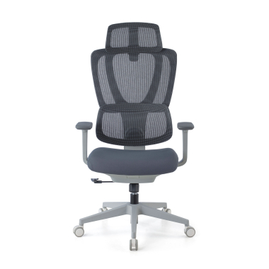 ergonomische bureaustoel wit grijs essenza netstof mesh 3d verstelbare armleuningen dubbele lumbale steun hoofdsteun 3