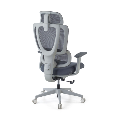 ergonomische bureaustoel wit grijs essenza netstof mesh 3d verstelbare armleuningen dubbele lumbale steun hoofdsteun 6
