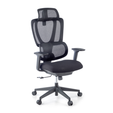 ergonomische bureaustoel zwart essenza netstof mesh 3d verstelbare armleuningen dubbele lumbale steun hoofdsteun 1