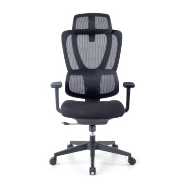 ergonomische bureaustoel zwart essenza netstof mesh 3d verstelbare armleuningen dubbele lumbale steun hoofdsteun 3