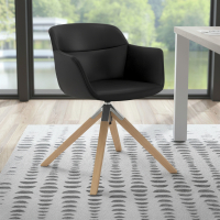 Scandinavische stoel Ores, houten poten, draaistoel, kunstleer