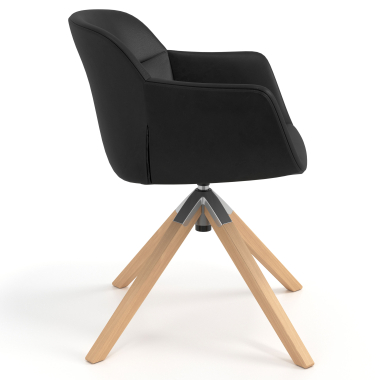 scandinavische stoel zwart draaistoel hout kunstleder gestoffeerde armleuningen 3