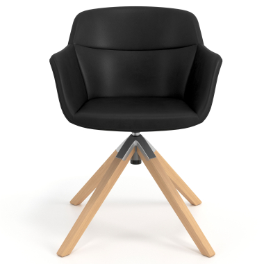 scandinavische stoel zwart draaistoel hout kunstleder gestoffeerde armleuningen 4