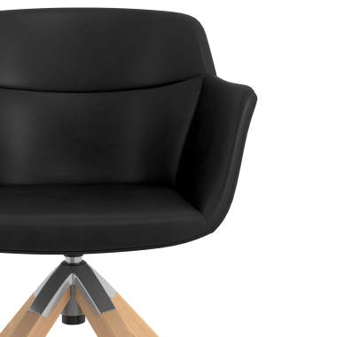 scandinavische stoel zwart draaistoel hout kunstleder gestoffeerde armleuningen 5