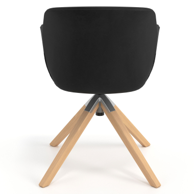 scandinavische stoel zwart draaistoel hout kunstleder gestoffeerde armleuningen 6