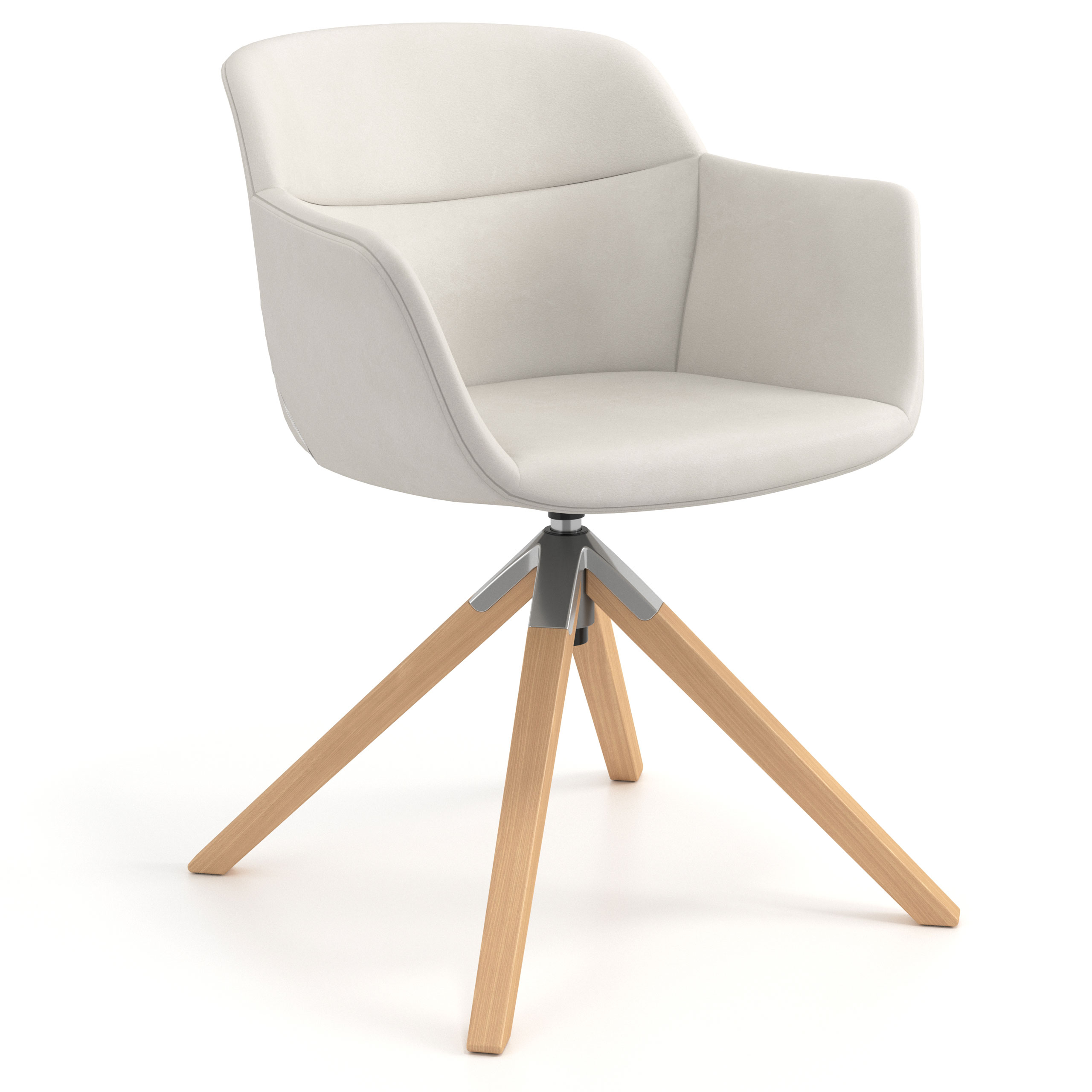Scandinavische stoel Ores, houten poten, draaistoel, kunstleer