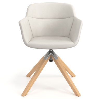 scandinavische stoel wit draaistoel hout kunstleder gestoffeerde armleuningen 4