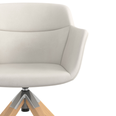 scandinavische stoel wit draaistoel hout kunstleder gestoffeerde armleuningen 5