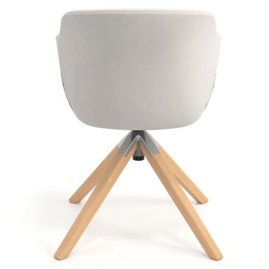 scandinavische stoel wit draaistoel hout kunstleder gestoffeerde armleuningen 6
