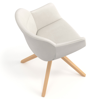 scandinavische stoel wit draaistoel hout kunstleder gestoffeerde armleuningen 7