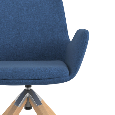 scandinavische stoel blauw draaistoel hout stof gestoffeerde armleuningen 5