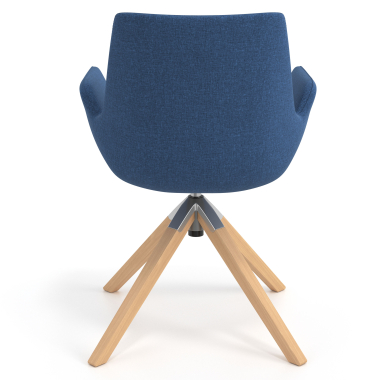 scandinavische stoel blauw draaistoel hout stof gestoffeerde armleuningen 6