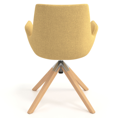 scandinavische stoel geel draaistoel hout stof gestoffeerde armleuningen 6