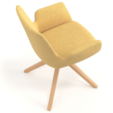 scandinavische stoel geel draaistoel hout stof gestoffeerde armleuningen 7
