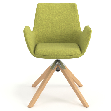 scandinavische stoel groen draaistoel hout stof gestoffeerde armleuningen 4