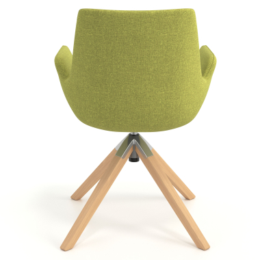scandinavische stoel groen draaistoel hout stof gestoffeerde armleuningen 6
