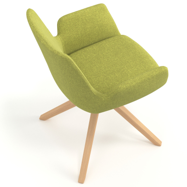 scandinavische stoel groen draaistoel hout stof gestoffeerde armleuningen 7
