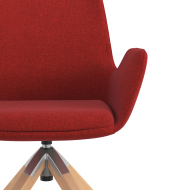 scandinavische stoel rood draaistoel hout stof gestoffeerde armleuningen 5
