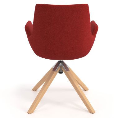 scandinavische stoel rood draaistoel hout stof gestoffeerde armleuningen 6