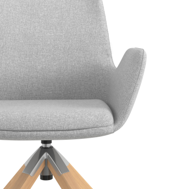 scandinavische stoel grijs draaistoel hout stof gestoffeerde armleuningen 5