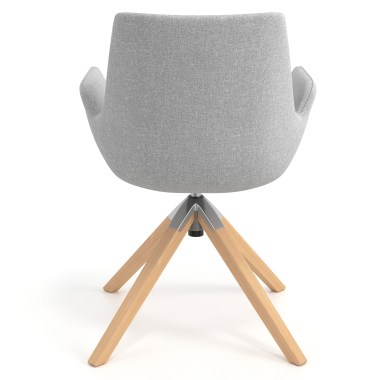 scandinavische stoel grijs draaistoel hout stof gestoffeerde armleuningen 6