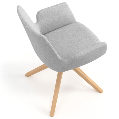 scandinavische stoel grijs draaistoel hout stof gestoffeerde armleuningen 7