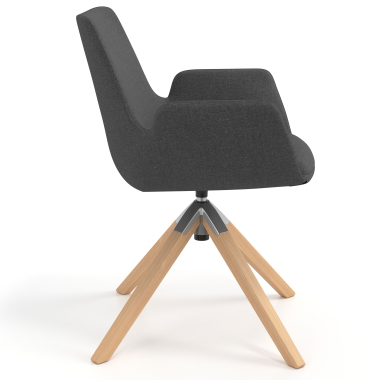 scandinavische stoel antraciet draaistoel hout stof gestoffeerde armleuningen 3