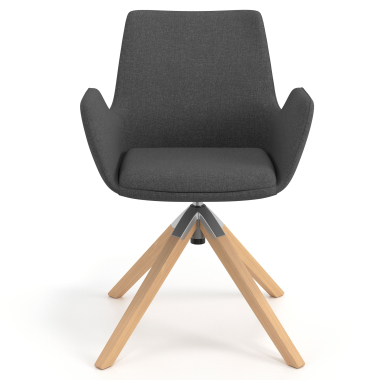 scandinavische stoel antraciet draaistoel hout stof gestoffeerde armleuningen 4