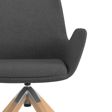 scandinavische stoel antraciet draaistoel hout stof gestoffeerde armleuningen 5