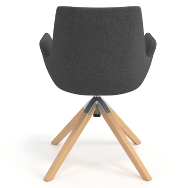 scandinavische stoel antraciet draaistoel hout stof gestoffeerde armleuningen 6