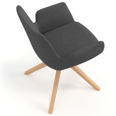 scandinavische stoel antraciet draaistoel hout stof gestoffeerde armleuningen 7