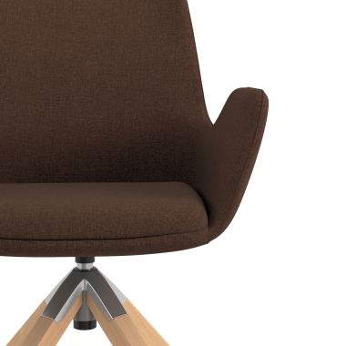 scandinavische stoel bruin draaistoel hout stof gestoffeerde armleuningen 5