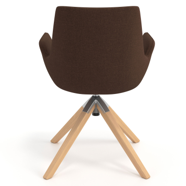 scandinavische stoel bruin draaistoel hout stof gestoffeerde armleuningen 6