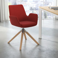 Scandinavische stoel Glamm, houten poten, gestoffeerd
